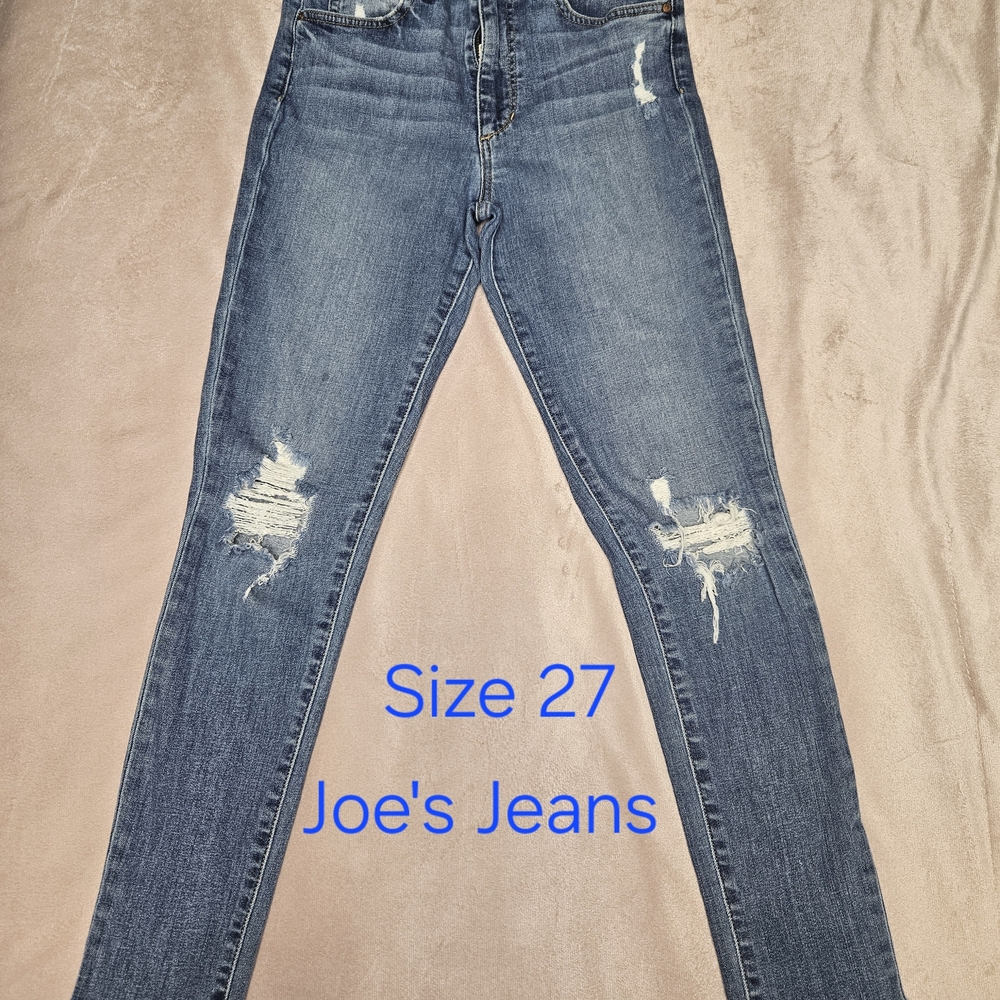 Joe's Jeans Women's Ripped Skinny Jeans — Medium Blue Wash